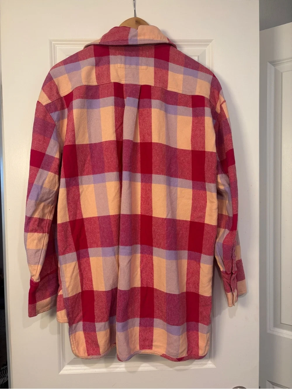 Free People We The Free Pink Plaid Izzy Cargo Shacket